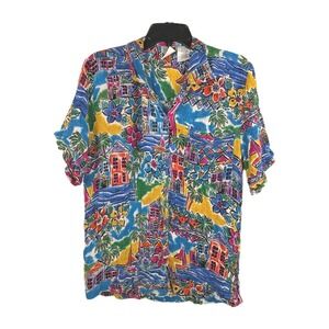 PHOOL Women's Y2K‎ Vintage Size M Hawaiian Button Front Shirt Bright Vacation